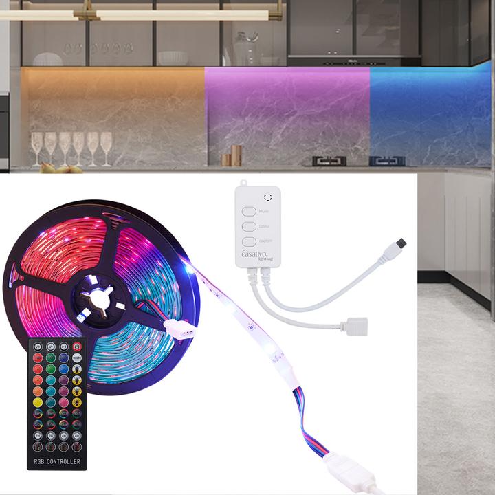 Produktbild Casativo WLAN-RGB-LED-Streifen mit App- und Sound-Steuerung (RGB, 500 cm, Indoor)