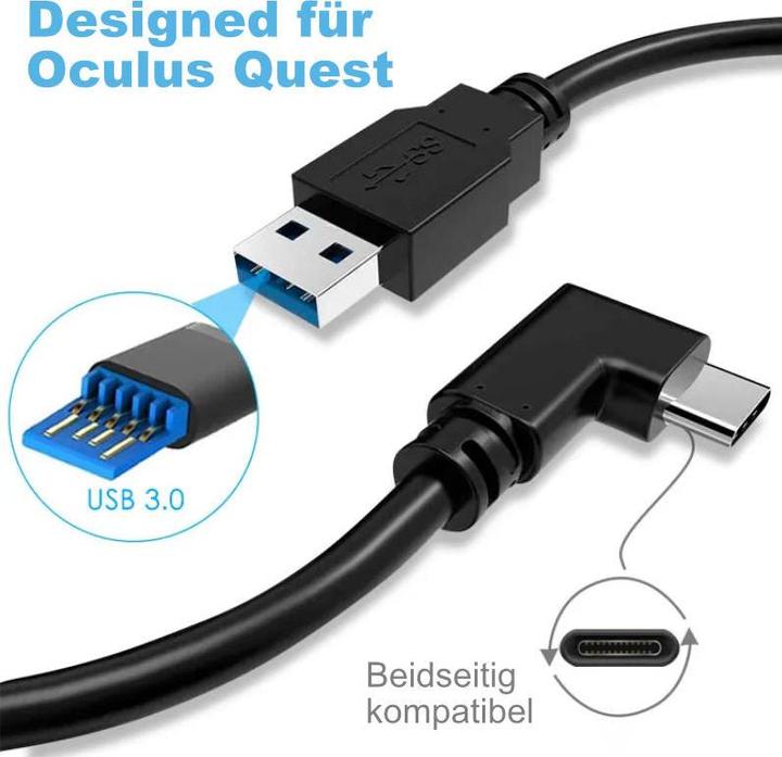 Produktbild Hermex VR Brillen Kabel 5m Oculus Quest 1 + 2 Datenkabel für VR Headset