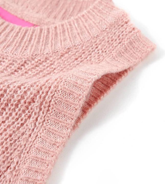 Actual product image VidaXL Children's jumper waistcoat knitted light pink 128,Material: 67 (128)