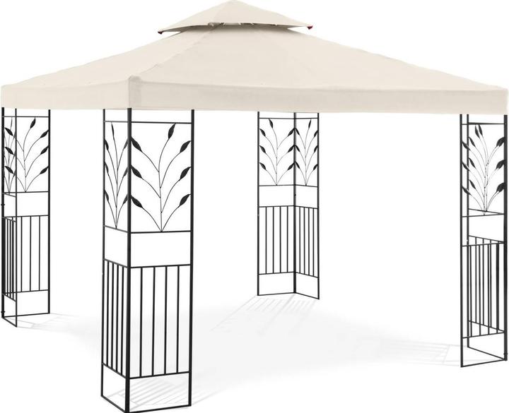 Uniprodo UNI PERGOLA 3X3B Gartenpavillon Rankenmotiv Pavillon Festzelt Partyzelt Metall 3x3m beige (300 cm, 300 cm)