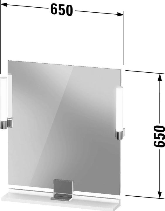 Actual product image Duravit Sivida mirror, diamond black matt, 650x36x650mm, top light, sensor switch, mains connection