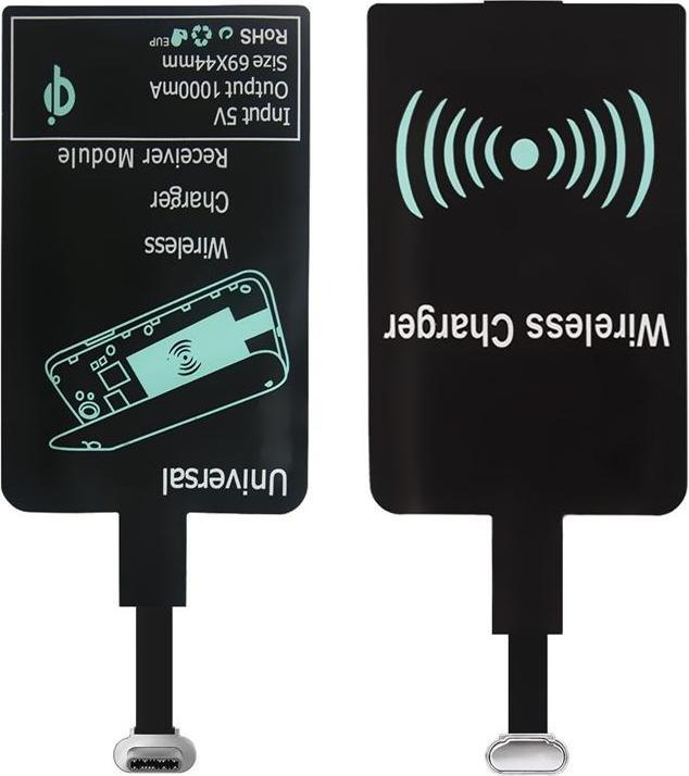Image du produit JTI Adaptateur Qi - récepteur de charge sans fil pour micro-USB - noir