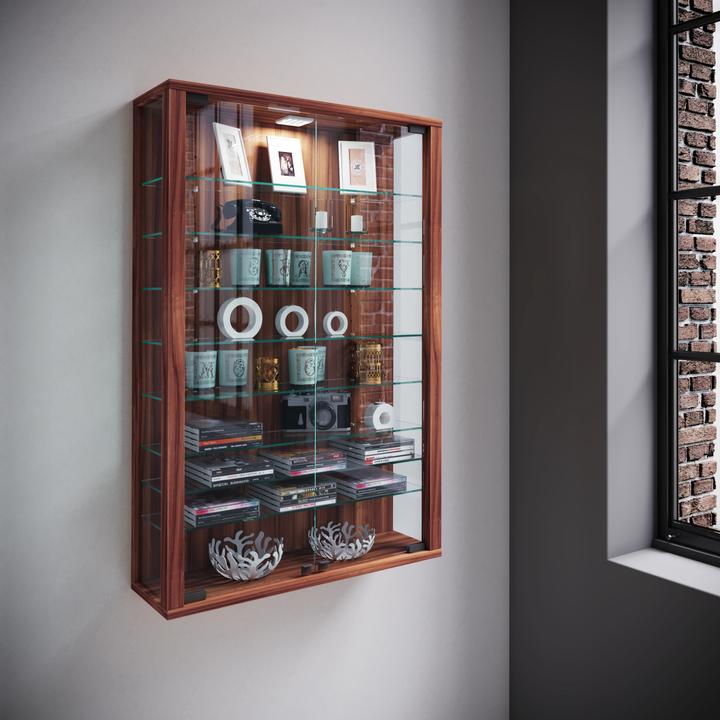Actual product image VCM Collection wall display case wood glass Vitrosa Mini (59 x 18 x 90 cm)