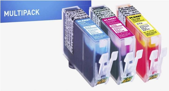 Actual product image KMP C74V Value Pack C/M/Y compatible with Canon CLI-521 (M, C, Y)