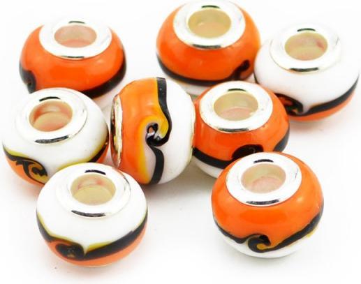 Immagine prodotto Hermex Perla di vetro placcata argento 925 - Arancione argentato (Superficie in argento 925 e materiale misto di lega metallica e vetro)
