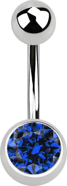Produktbild Star Piercing Banane silber mit Kugel und Kugel Kristall dunkelblau (ohne Messing, Chirurgenstahl 316L)