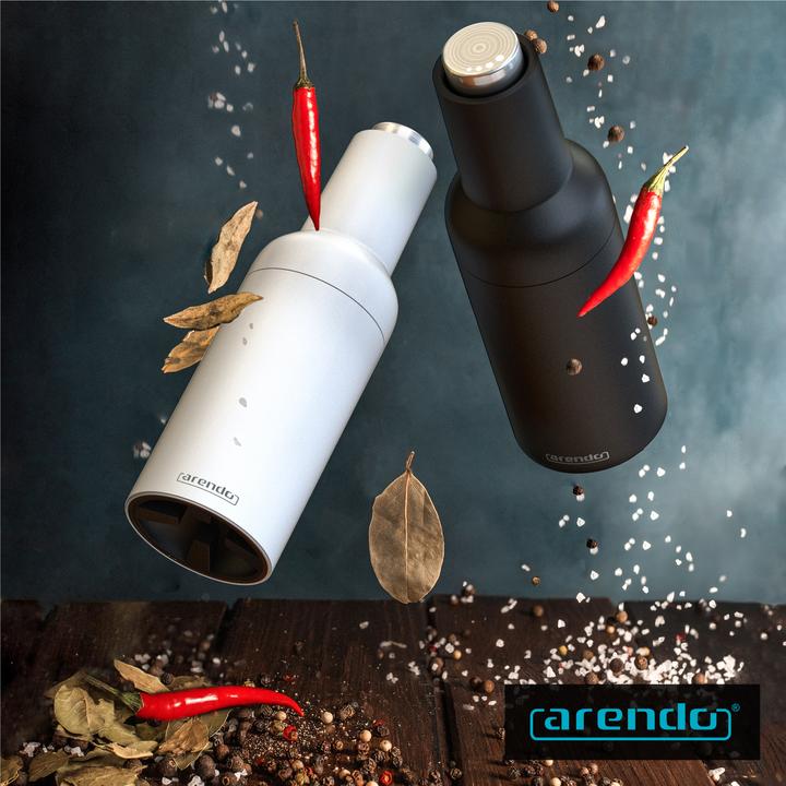 Produktbild Arendo Salz und Pfeffermühle elektrisch, Salzmühle & Pfeffermühle 2er Set, einhändig, Batteriebetrieben (Salz, Pfeffer)