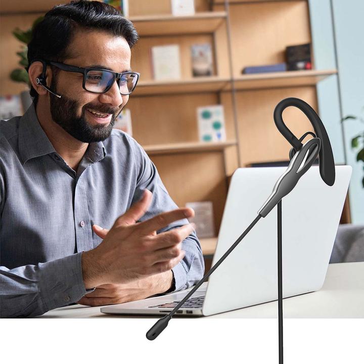 Image du produit Nedis Casque pour PC - Écouteur - Mono - USB Type-A/USB Type-C - Microphone pliable - Noir (Filaire, USB-C)