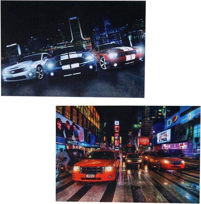 Immagine prodotto Swisshandel24 2x LED quadro su tela illuminato da parete 60x40cm, timer - Automobili (60 x 40 cm)