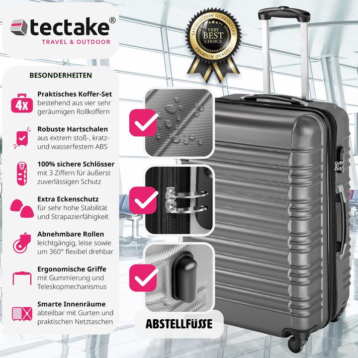Produktbild tectake Hartschalenkofferset (106 l, Handgepäck (bis 50l), M (50 - 90l), L (90 - 115l))