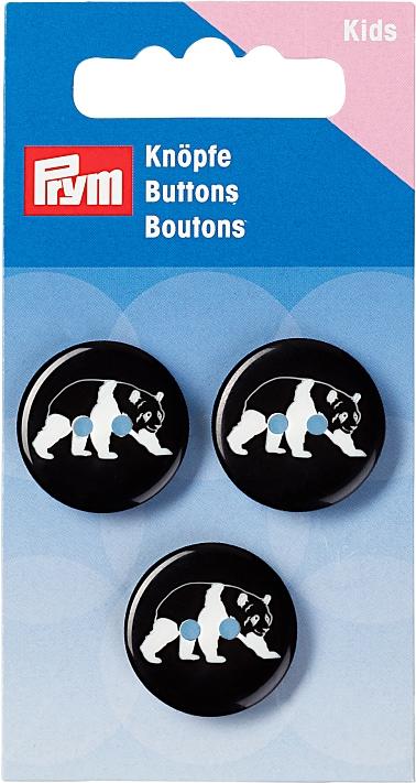 Produktbild Prym Knopf 2-Loch Panda schwarz/weiss 20 mm, Karte 3 Stk.