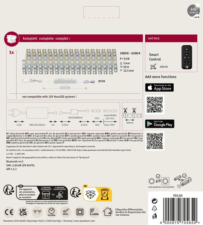 Produktbild Paulmann MaxLED 500 Stripe Set (Weiss, 1000 cm, Indoor)