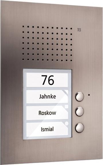 Produktbild TCS PUK03/1-ES Audio AuÃenstation 3 Tasten 1-spaltig UP edelstahl