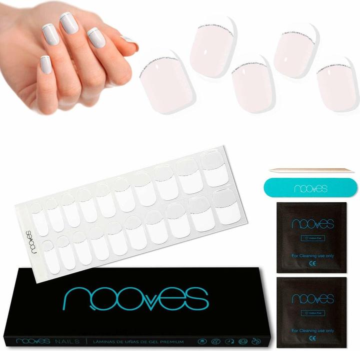Immagine prodotto Nooves NAILS Premium Gel Foils precaricati French LUXE Trasparente Qualità Salon Lunga Lasti (Essiccatore smalto per unghie)