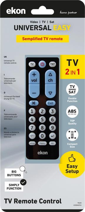 Immagine prodotto Ekon Telecomando universale 2 in 1 multimarca (Telecomando universale)