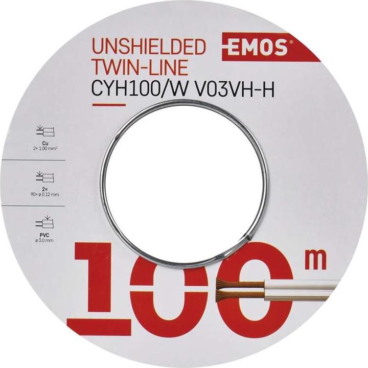 Produktbild Emos UTP-Kabel 2x1,0mm weiss, 100m (100 m)
