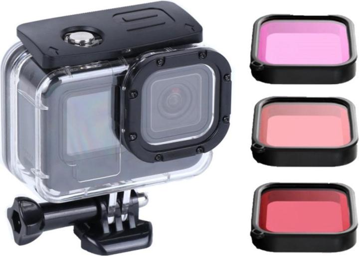 Image du produit Apfelkiste Etui de plongée sous-marine Boîtier de protection GoPro avec 3 filtres de lentilles (Hero 9 Noir, Hero 11, Hero 12, Hero 10)
