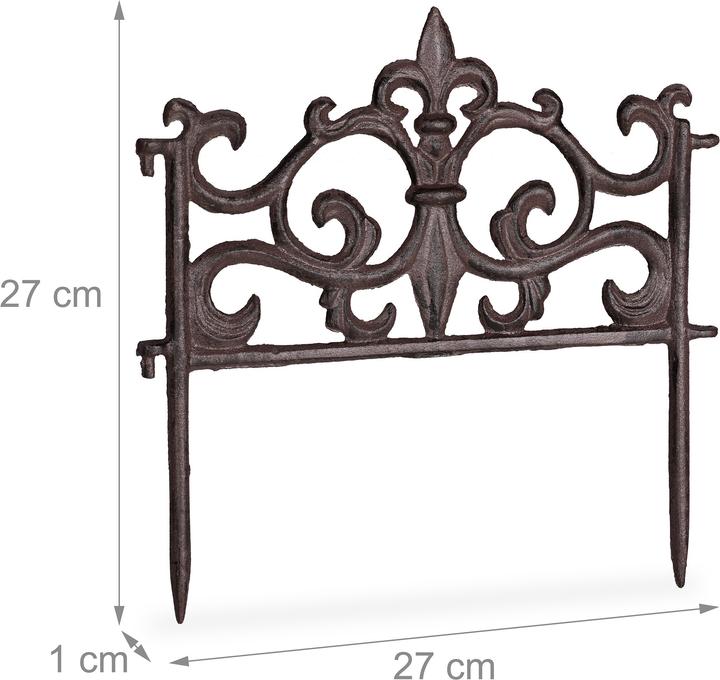 Actual product image Relaxdays Cast Iron Flowerbed Fence, Vintage Design (27 cm)