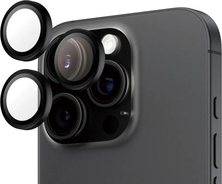 PanzerGlass Hoops Black Lens Protector iPhone '24 6.3" Pro/ 6.9" Pro (1 pièce(s), Apple iPhone 16 Pro Max, Apple iPhone 16 Pro)