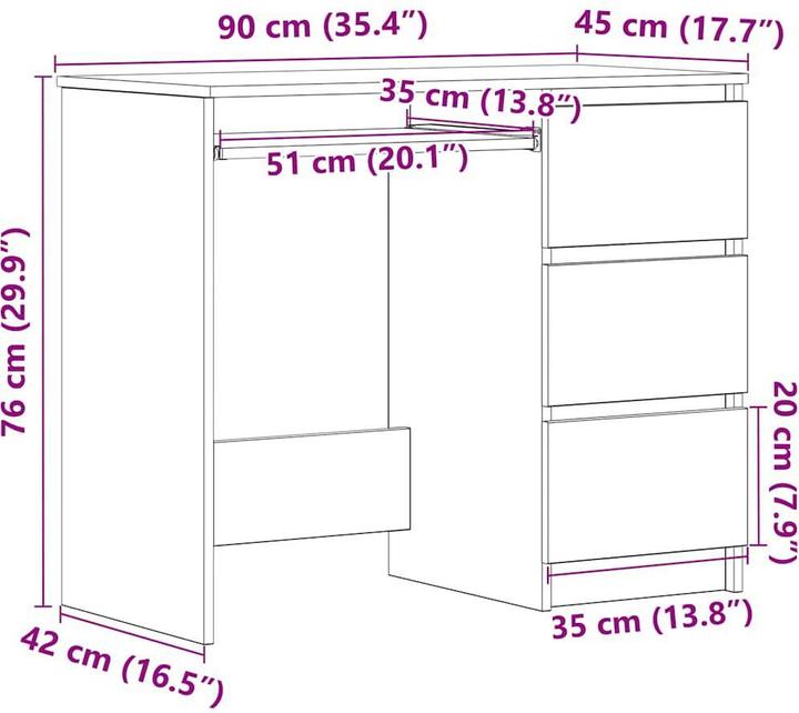 Actual product image VidaXL Murphy (90 x 45 x 76 cm)
