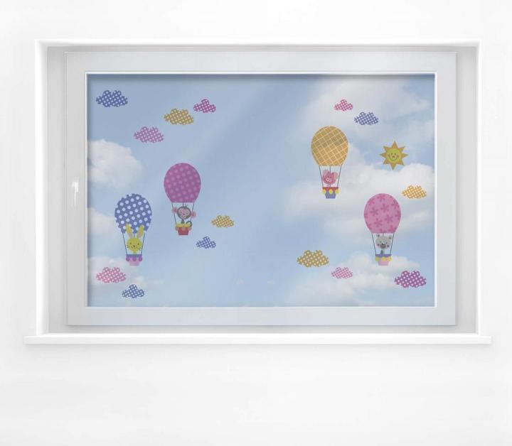 Actual product image Trenddeko Pattern - Funny animals in a hot air balloon (set) (80 x 48 cm)