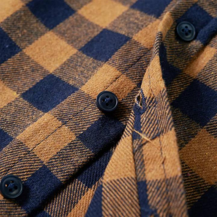 Immagine prodotto VidaXL Camicia da bambino con motivo a quadri cognac e blu 116,Materiale: 80 (116)