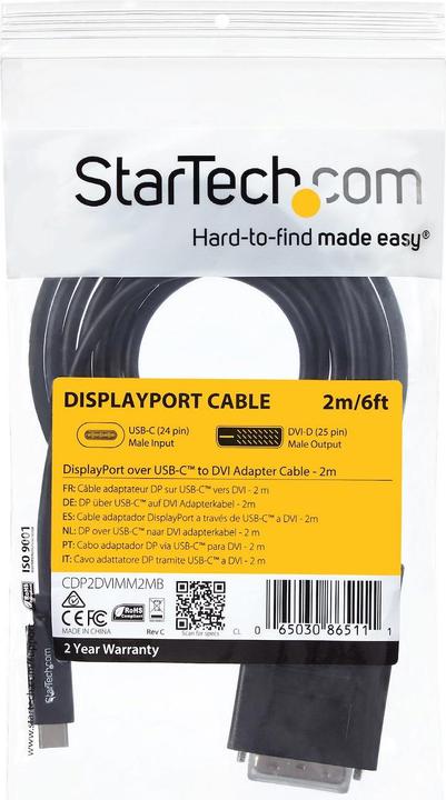 Image du produit StarTech USB Typ C — DVI (2 m, DVI)