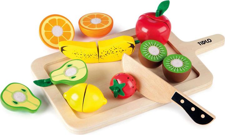Actual product image Bigjigs Tidlo Wooden Cut Fruit Play Set, 16-pcs.