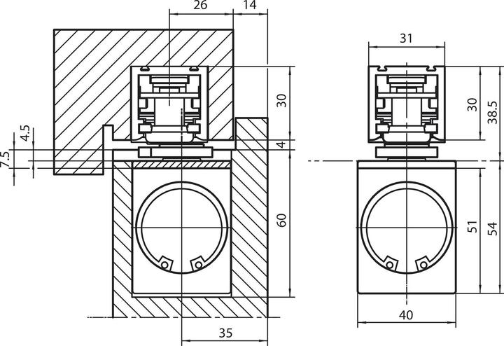 Produktbild Geze Gleitschiene Boxer ISM für 2-flüglige Türen (Zimmertür, Eingangstür, Holztür, Balkontür, Indoor)