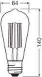 Produktbild Ledvance LED edison filament 840lm 4W/830 (60W) E27 energiklasse A (E27, 4 W, 840 lm, 1 x, A)
