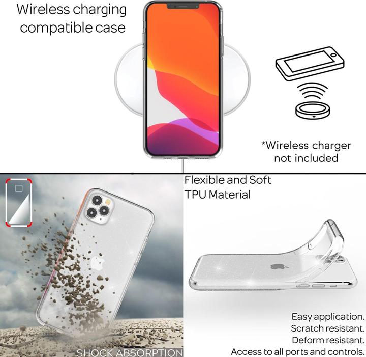 Actual product image Nalia Clear glitter silicone cover (Apple iPhone 11 Pro Max)