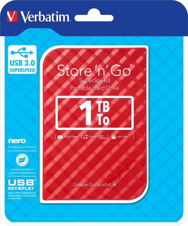 Produktbild Verbatim Store n Go 1TB USB 3.0 red Gen 2 (1 TB)