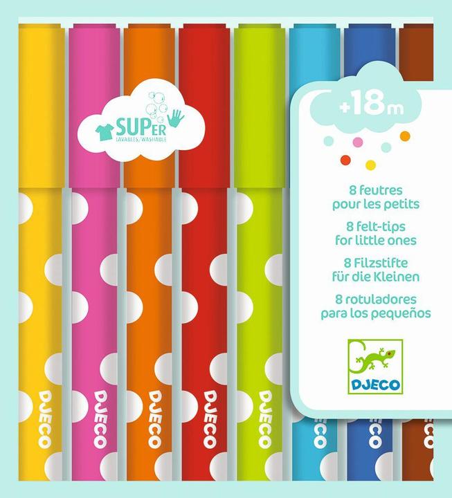 Djeco Felt tip pens for the little ones (Multicolor, 8 x)