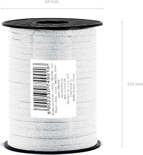 Produktbild Partydeco Plastic ribbon, silver, 5mm/225m (1 pkt / 1 pc.)