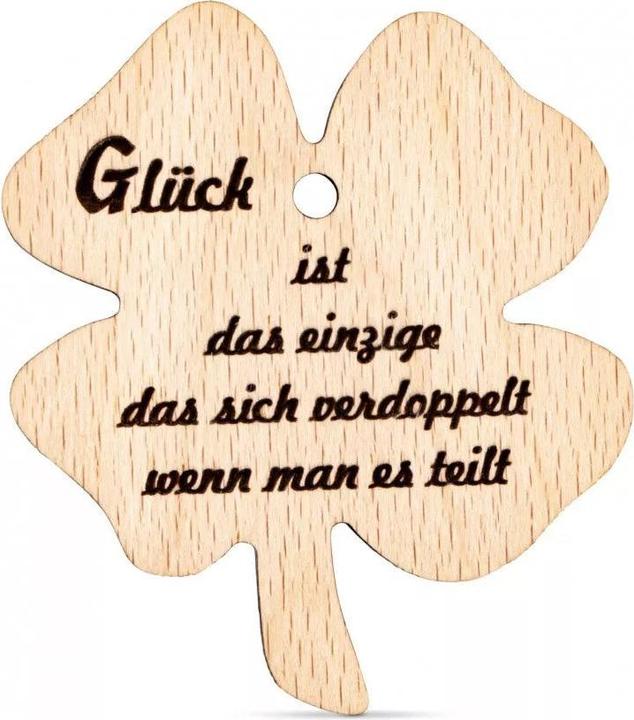 ZNatur Kleeblatt Anhänger Geschenk Deko mit Gravur Glück ist das Einzige No.65