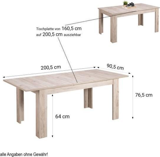 Image du produit Homestyle4u Ausziehbarer Esstisch (160.5 x 90.5 x 76.5 cm)