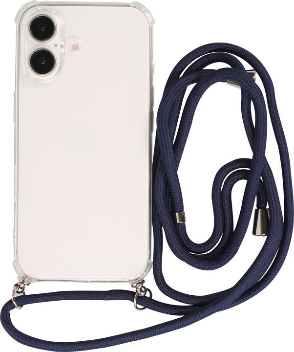 Produktbild PhoneLook Hülle Gummi transparent mit Seil blau (Apple iPhone 16)