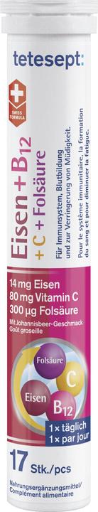 Produktbild Tetesept Eisen + B12 (17 Stück, Brausetablette, 134 g)