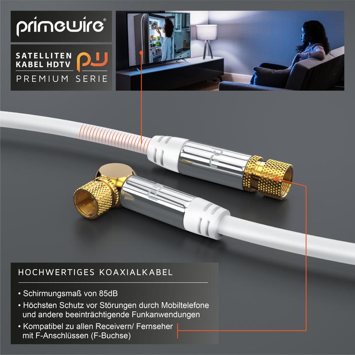Produktbild Primewire SAT Kabel HDTV 90° gewinkelt - Premium SAT Koaxialkabel - TV Radio DVB-T DVB-C - 4 Fach Schirmung (135 dB)