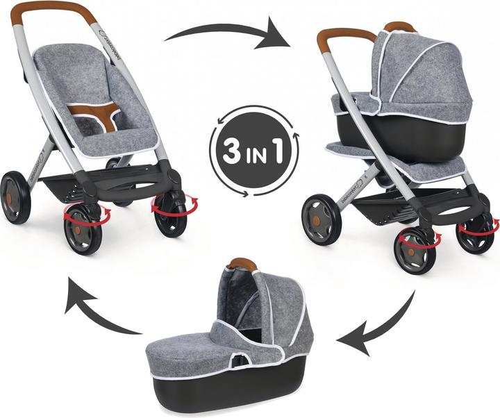 Produktbild Smoby Quinny 3in1 Kinderwagen grau