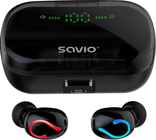 Produktbild Savio TWS-06 Bluetooth 5.0 + EDR Kopfhörer & Headset im Ohr Schwarz (120 h, Kabellos)