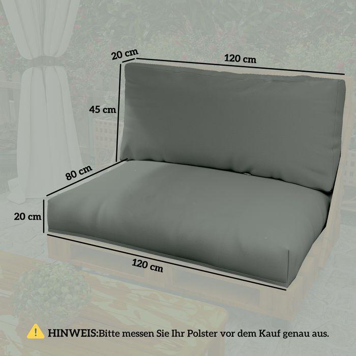 Actual product image Swisshandel24 Palettenkissen 2er Set Palettenpolster mit Rückenlehne 120x80x20 cm Dunkelgrau (120 x 80 x 20 cm)