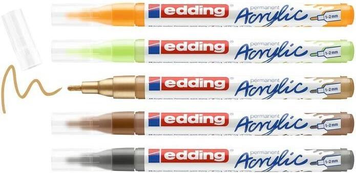 Image du produit Edding Acrylmarker (Jaune, Noir, Rouge, Bleu, Blanc, 2 mm, 5 x)