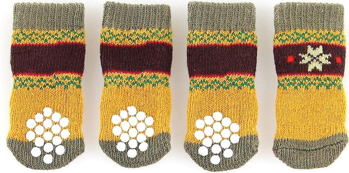Image du produit Swisspet Chaussettes pour chien avec antidérapant Naturi jaune olive (L, Chaussettes pour chien)