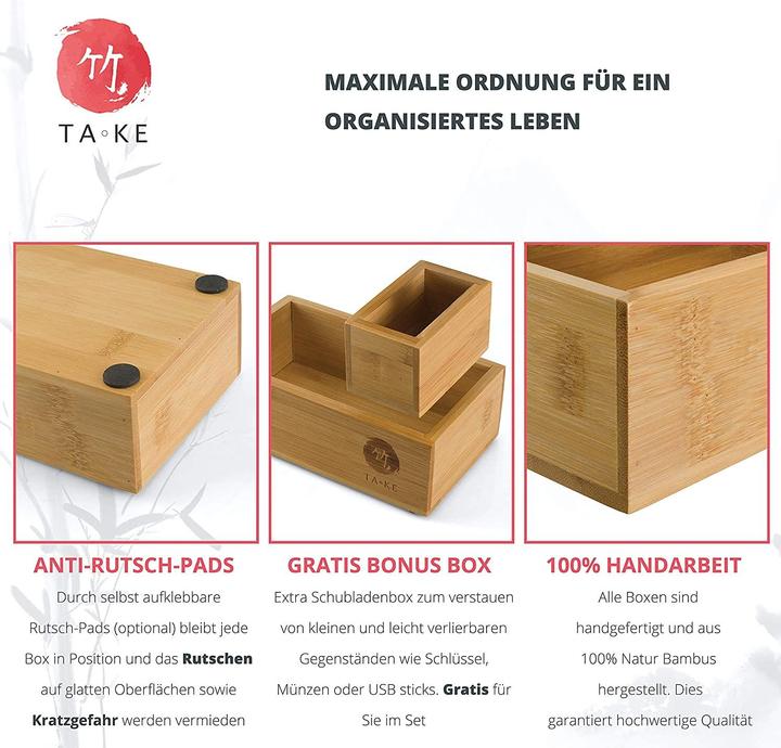 Produktbild Take 6-teiliges Schubladen Ordnungssystem aus 100 Natur Bambus