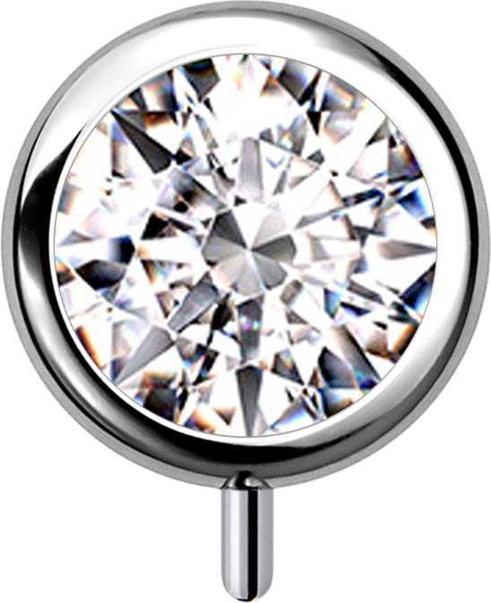 Star Piercing Threadless Zylinder silber front Kristall silber (ohne Messing, Titan G23)