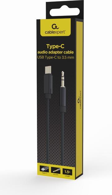 Produktbild Cablexpert USB type-C to Stereo 3.5 mm AUX Cable, 1.5 m, Black (1.50 m, USB)
