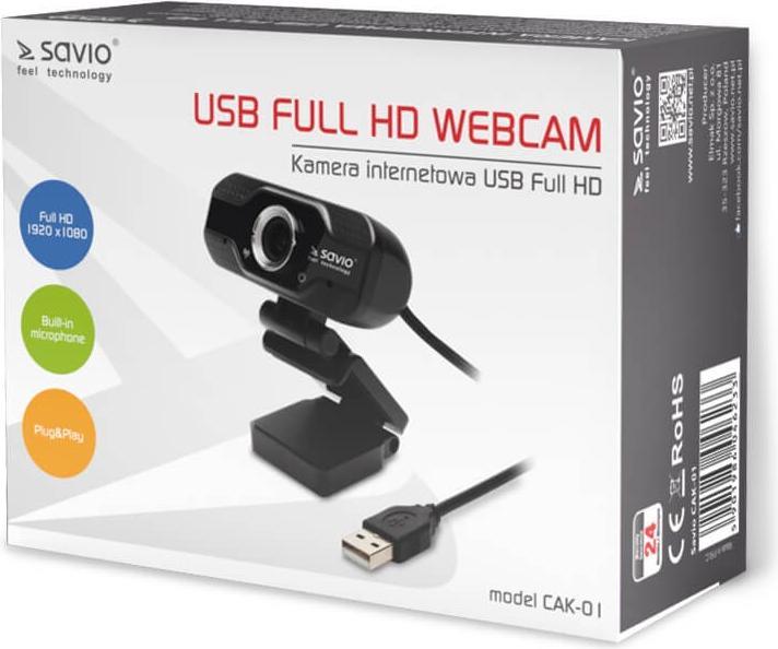 Actual product image Savio CAK-01 - 1920 x 1080 pixels - 30 fps - MP4 - BMP,JPG - USB - Black (2.10 Mpx)