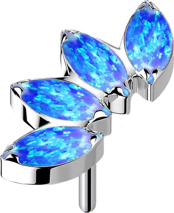 Produktbild Star Piercing Threadless silber Fächer mit vier Opale blau (ohne Messing, Titan G23)