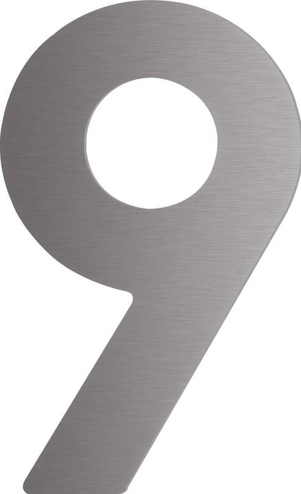 Produktbild Schösswender Hausnummer 9 - Höhe 120 mm, mit 2 Gewindenocken M5, Edelstahl
